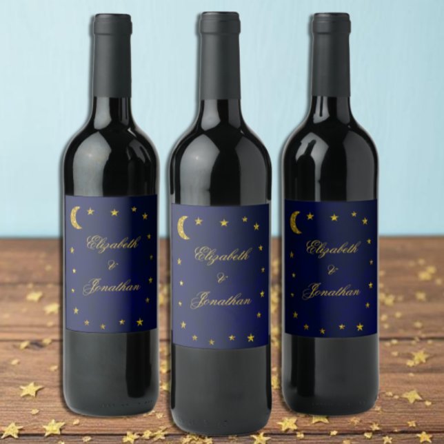 Etiqueta Para Botella De Vino Boda Celestial Nocturno (Subido por el creador)