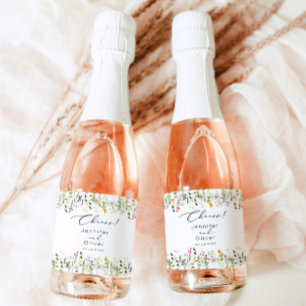 Etiqueta Para Botella De Vino Boda Cheers Clásico Elegante Flor Silvestre