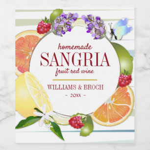 Etiqueta Para Botella De Vino Boda Citrus Sangria