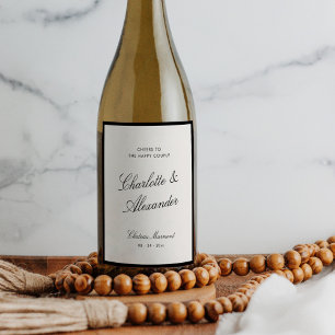 Etiqueta Para Botella De Vino Boda Clásica Caligrafía Dinero Antiguo