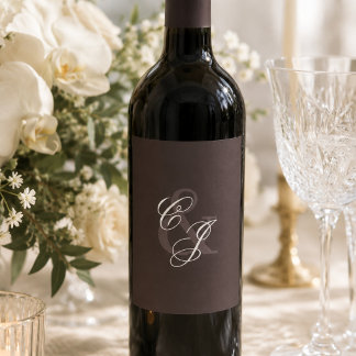 Etiqueta Para Botella De Vino Boda Clásica de Dinero Antiguo Marrón Oscuro