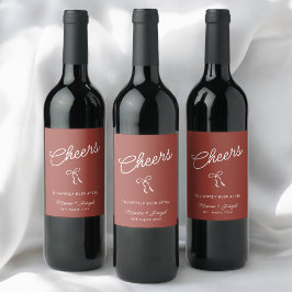 Etiqueta Para Botella De Vino Boda con boceto de lazo dibujado a mano rojo y bla