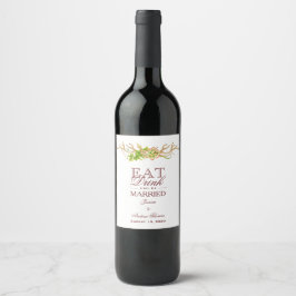 Etiqueta Para Botella De Vino Boda con Cuernos Rústicos y Flores Silvestres