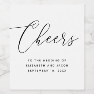 Etiqueta Para Botella De Vino Boda con guión minimalista   Caligrafía elegante