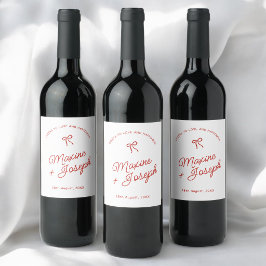Etiqueta Para Botella De Vino Boda con simple boceto de lazo dibujado a mano en