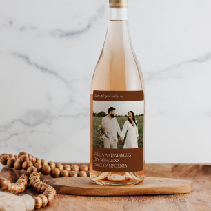 Etiqueta Para Botella De Vino Boda con tipografía moderna y elegante