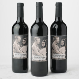 Etiqueta Para Botella De Vino Boda Contemporánea Chic