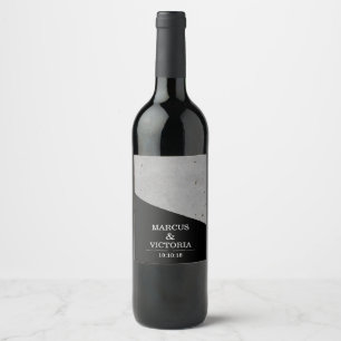 Etiqueta Para Botella De Vino Boda contemporáneo blanco y negro concreto