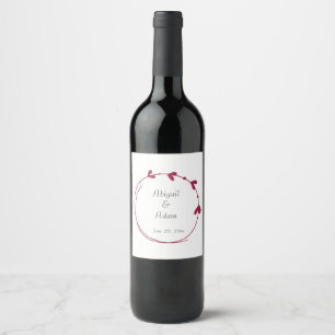 Etiqueta Para Botella De Vino Boda Corona de Corazón Simple Rojo Vino