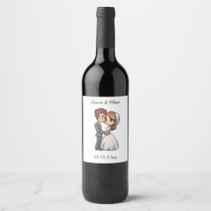 Etiqueta Para Botella De Vino Boda Cute Bride Y Groom