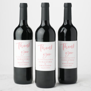 Etiqueta Para Botella De Vino Boda de agradecimiento rosa rubor 