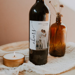 Etiqueta Para Botella De Vino Boda de arco fotográfico con guión vertical