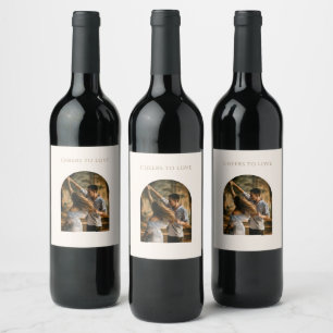 Etiqueta Para Botella De Vino Boda de Arquitectura Minimalista Moderna con Foto