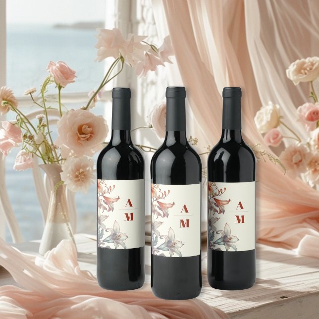 Etiqueta Para Botella De Vino Boda de Art Nouveau floral vintage (Subido por el creador)