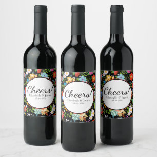 Etiqueta Para Botella De Vino Boda de arte folclórico de México