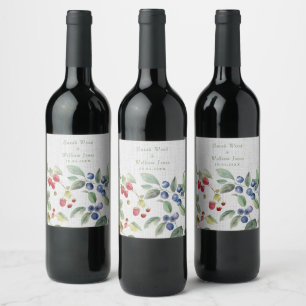 Etiqueta Para Botella De Vino Boda de bayas salvajes de verano románticas