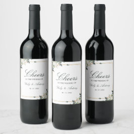 Etiqueta Para Botella De Vino Boda de Botella de Follaje Acuarela Caprichosa