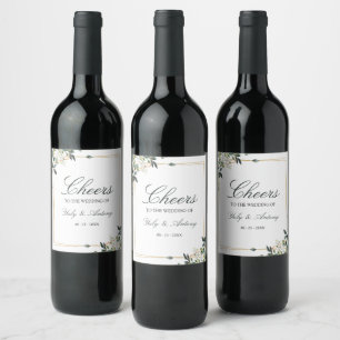 Etiqueta Para Botella De Vino Boda de Botella de Follaje Acuarela Caprichosa