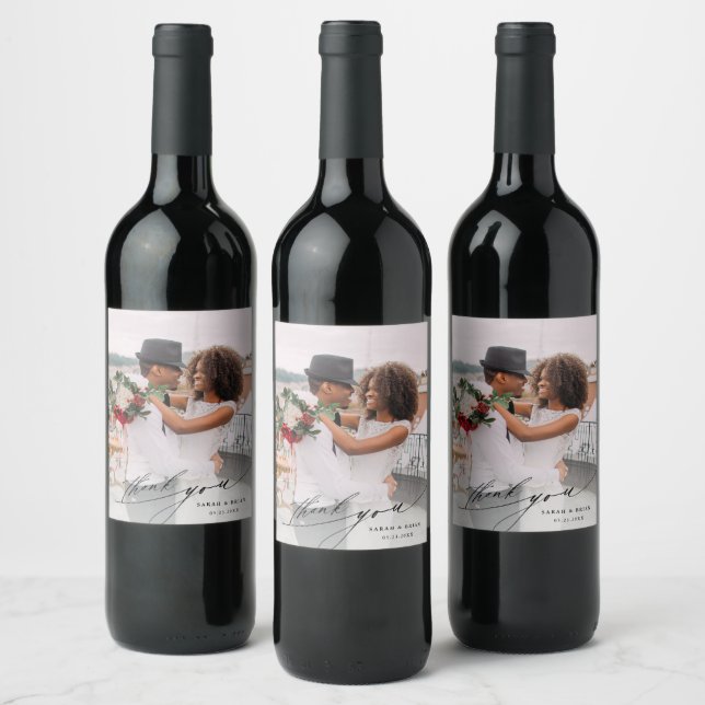 Etiqueta Para Botella De Vino Boda de caligrafía de Moda moderna Gracias WiFi (Botellas)