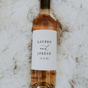 Etiqueta Para Botella De Vino Boda de caligrafía en blanco y negro