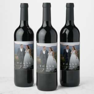 Etiqueta Para Botella De Vino Boda de caligrafía estiloso Gracias