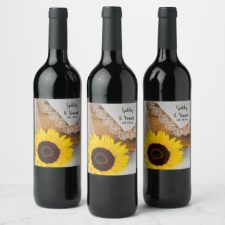 Etiqueta Para Botella De Vino Boda de campo de flor y encaje vintage