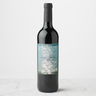 Etiqueta Para Botella De Vino Boda de canallas de agua marina