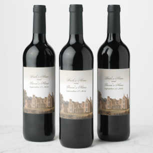 Etiqueta Para Botella De Vino Boda de Château Villa Manor Inglés Vintage