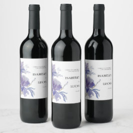 Etiqueta Para Botella De Vino Boda de color de agua de iris morado