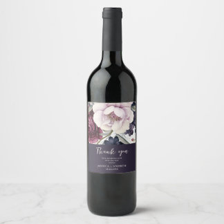 Etiqueta Para Botella De Vino Boda de color morado floral de ciruela borgoñona