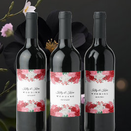 Etiqueta Para Botella De Vino Boda de color rojo rosa