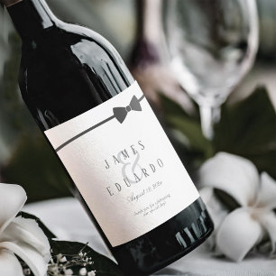 Etiqueta Para Botella De Vino Boda de corbata negra a medida Gracias ID1090