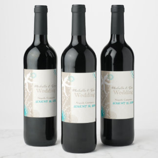 Etiqueta Para Botella De Vino Boda De Destino De Festividad En Playa Estelar