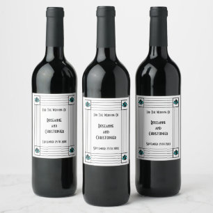 Etiqueta Para Botella De Vino Boda de diseño Art Deco Azul