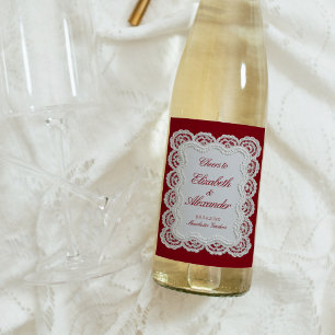 Etiqueta Para Botella De Vino Boda de encaje rojo antiguo Rouge