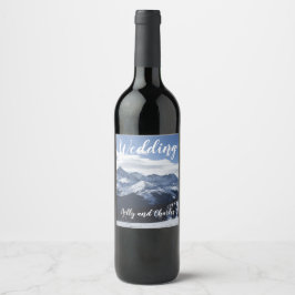 Etiqueta Para Botella De Vino Boda de escena de las montañas Snowy