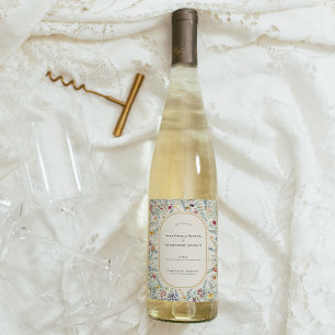 Etiqueta Para Botella De Vino Boda de Fern Beige