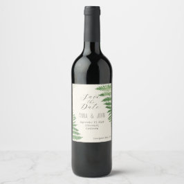 Etiqueta Para Botella De Vino Boda de Fern Verde minimalista