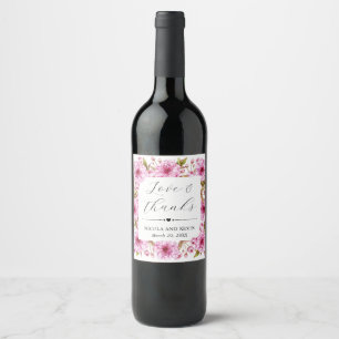 Etiqueta Para Botella De Vino Boda de flor de cerezo rosa en acuarela de primave