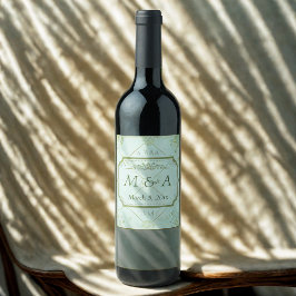 Etiqueta Para Botella De Vino Boda de Flores Blancas Verde azuladas Pastel