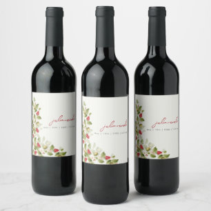 Etiqueta Para Botella De Vino Boda de flores de fresa silvestres de dulce rojo