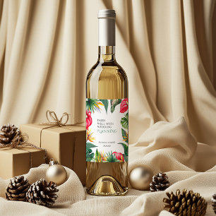 Etiqueta Para Botella De Vino Boda de Flores de Oasis Tropicales