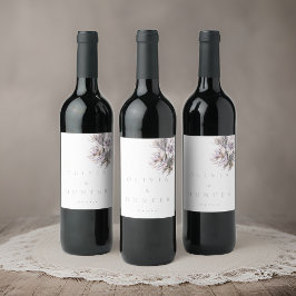 Etiqueta Para Botella De Vino Boda de flores de peonía acuarela