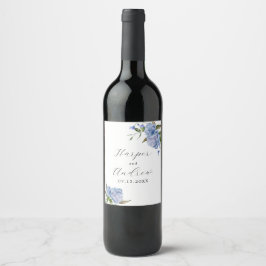 Etiqueta Para Botella De Vino Boda de Flores de Primavera Azul
