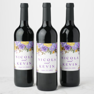 Etiqueta Para Botella De Vino Boda de flores de primavera con estilo bohemio y a