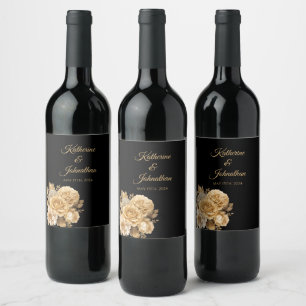 Etiqueta Para Botella De Vino Boda de flores neutras
