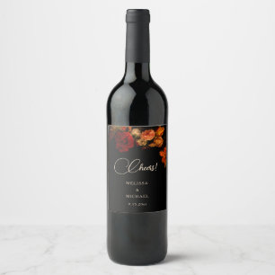 Etiqueta Para Botella De Vino Boda de flores oscuras de arte fino vintage