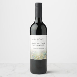 Etiqueta Para Botella De Vino Boda de flores silvestres acuarela campo rústico
