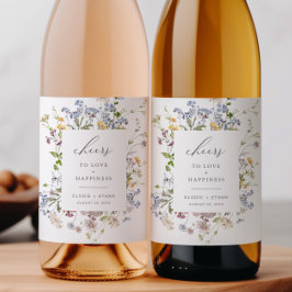 Etiqueta Para Botella De Vino Boda de flores silvestres Etiqueta del frasco Boho