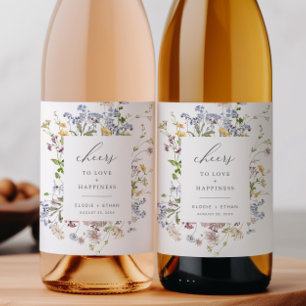Etiqueta Para Botella De Vino Boda de flores silvestres Etiqueta del frasco Boho